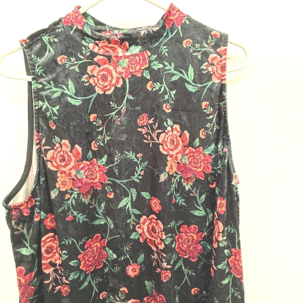 Mudd Floral Y2k SZ 2X Velvet High Neck Sleeveless Whimsigoth Grunge Midi Dress